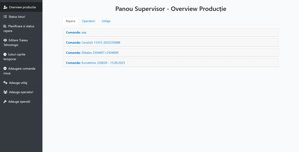 Overview producție – Traseu Tehnologic